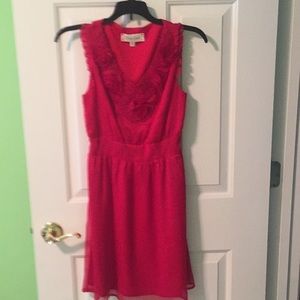 Red dress wit. Pretty rose lace border at the top